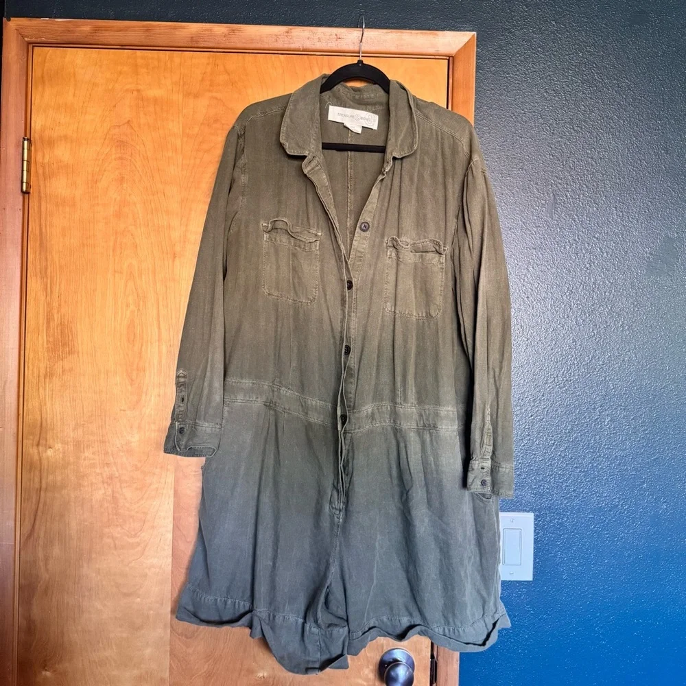 Treasure & Bond Linen Blend Utility Romper - Picture 5 of 7